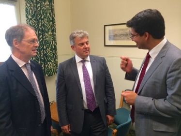 James, the Planning Minister Brandon Lewis MP, and Councillor Ranil Jayawardena,